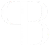 White intertwined letters P and B on black background.