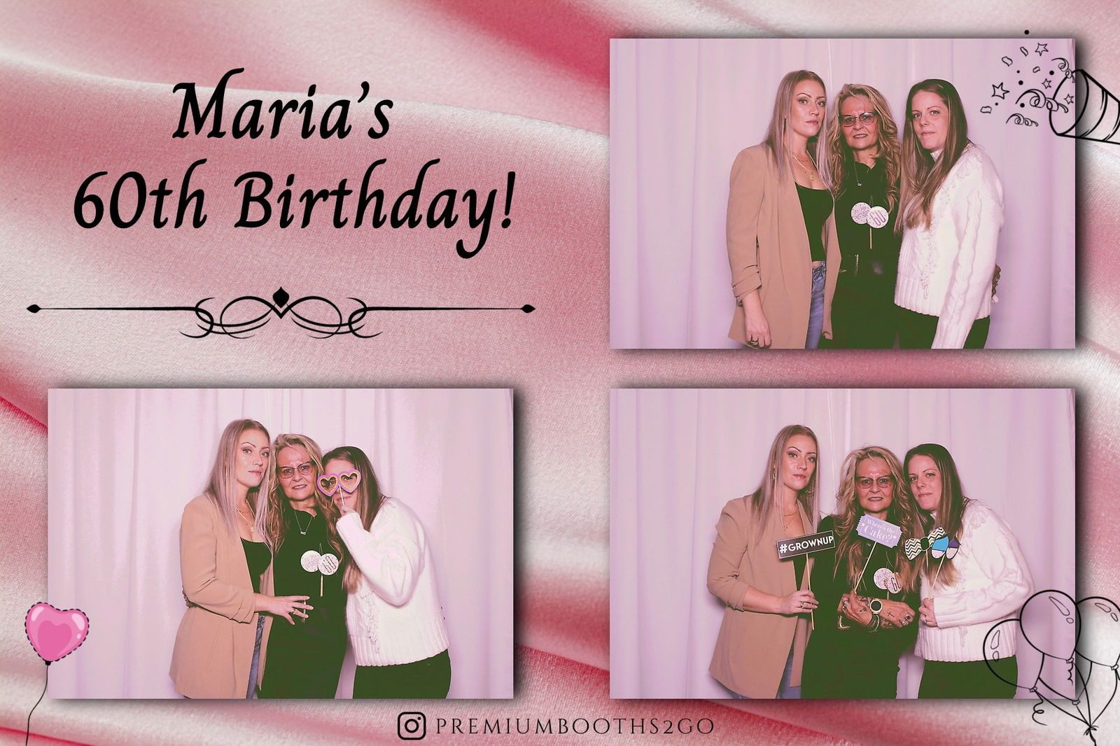 Three women celebrating Maria's 25th birthday with flowers and smiles.