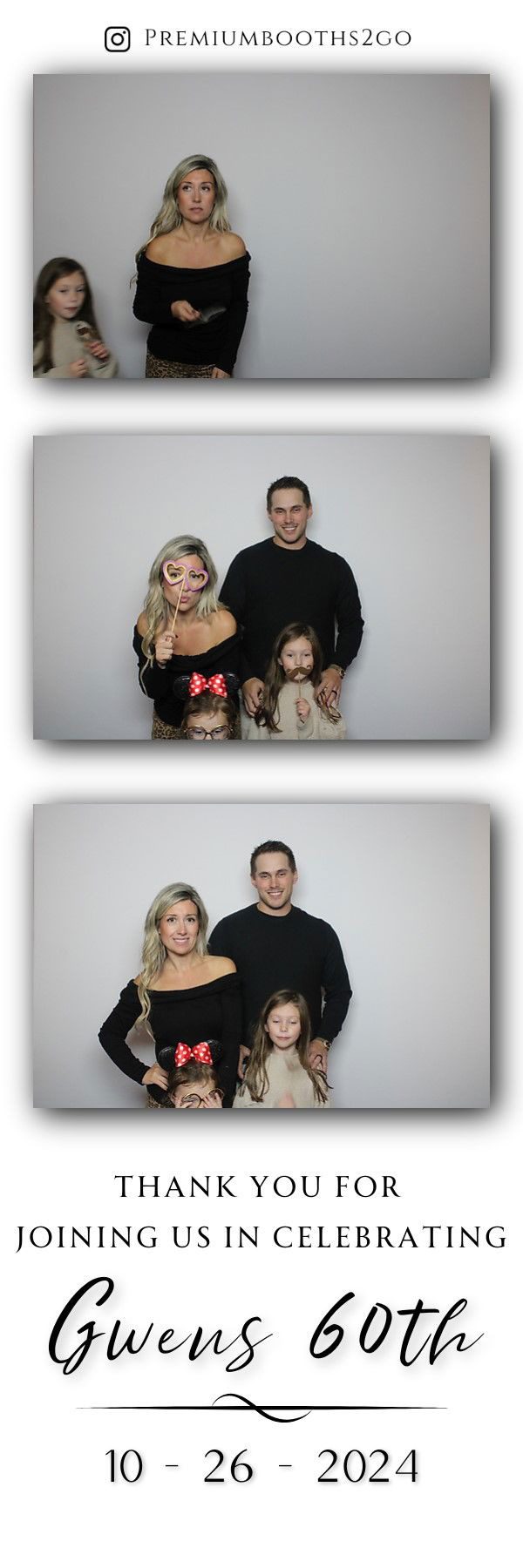 Family portrait with parents and two children in casual attire.