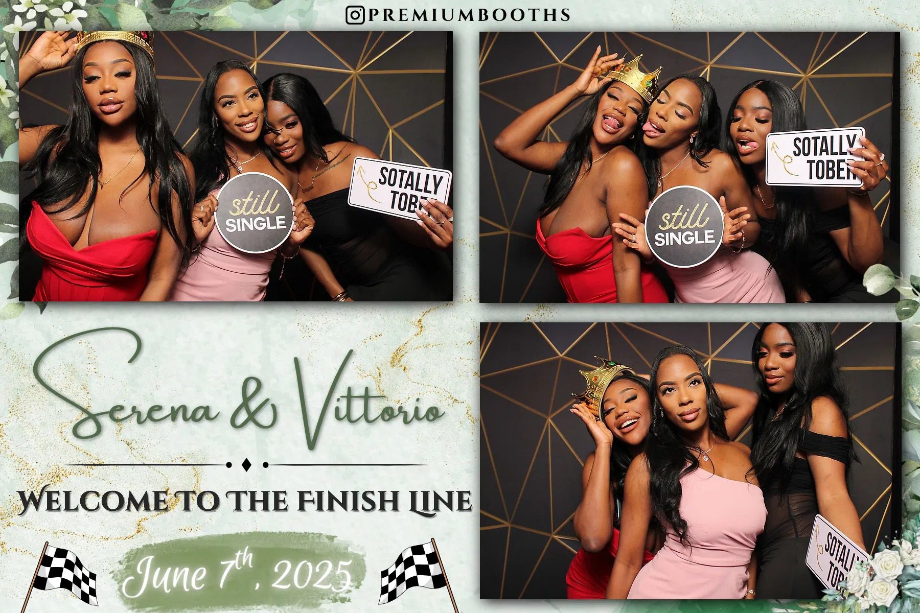 Two women celebrating with photo props at a bachelorette party.