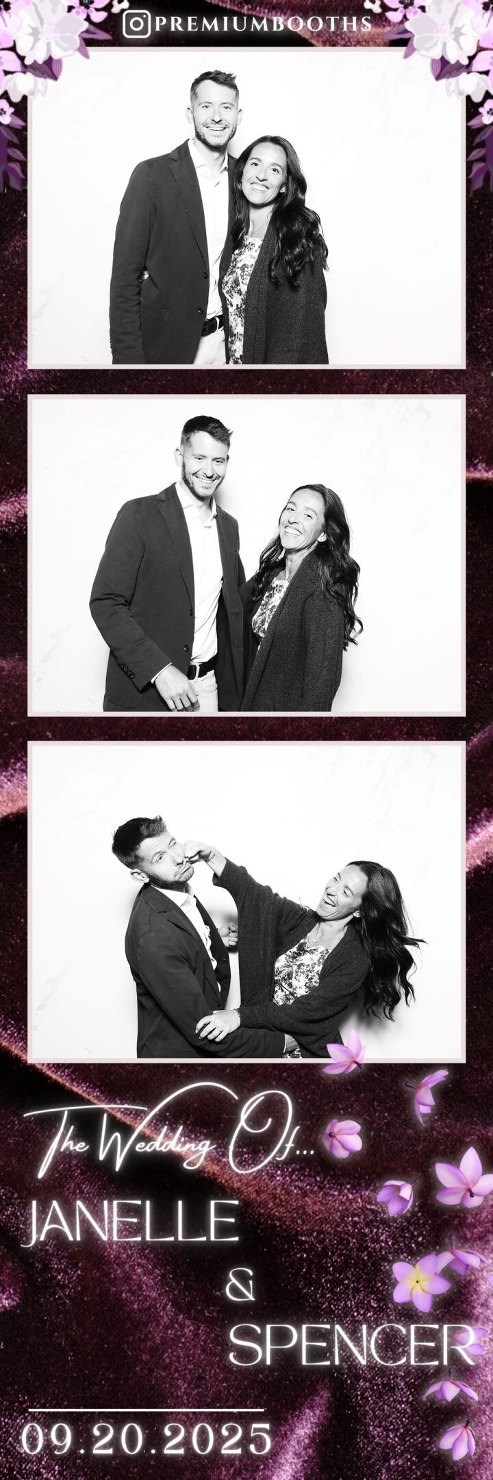 Couple sharing playful and affectionate moments in photo booth pictures.