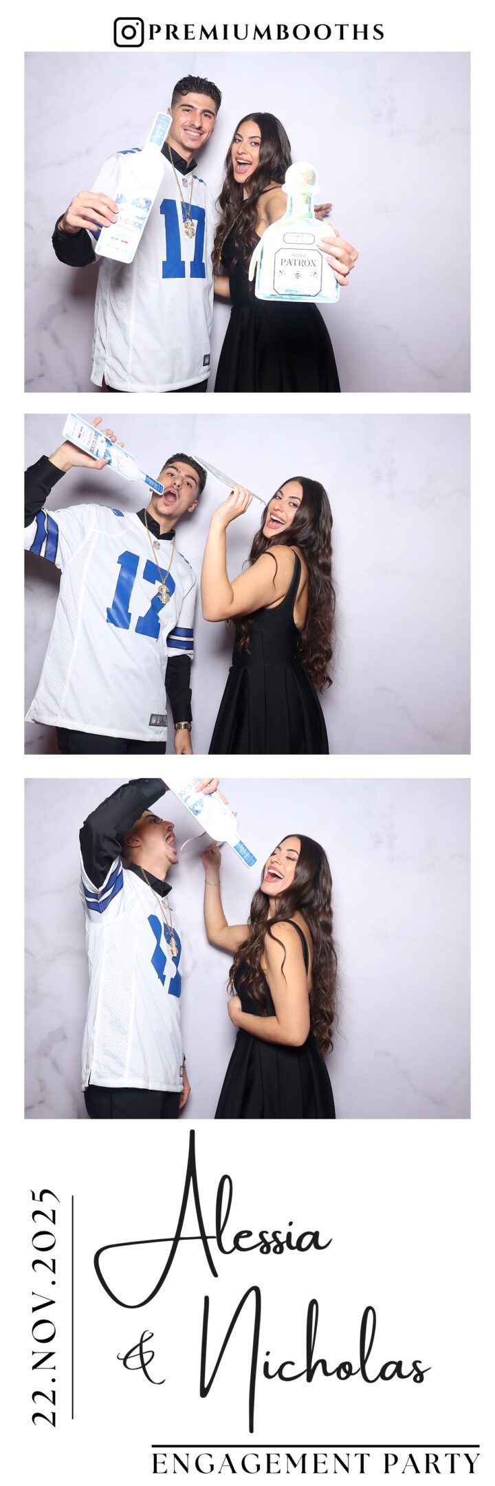 Two people sharing a playful moment with water bottles.